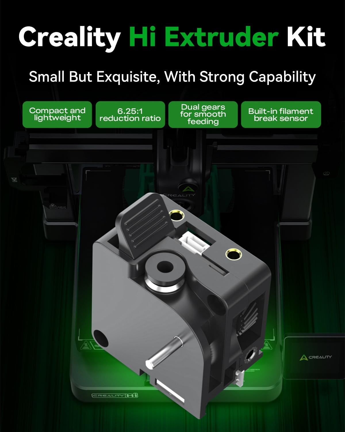 Creality Hi Extruder Kit, Built-in Filament Break Sensor and Filament Cutter, Dual Gears for Smooth Feeding