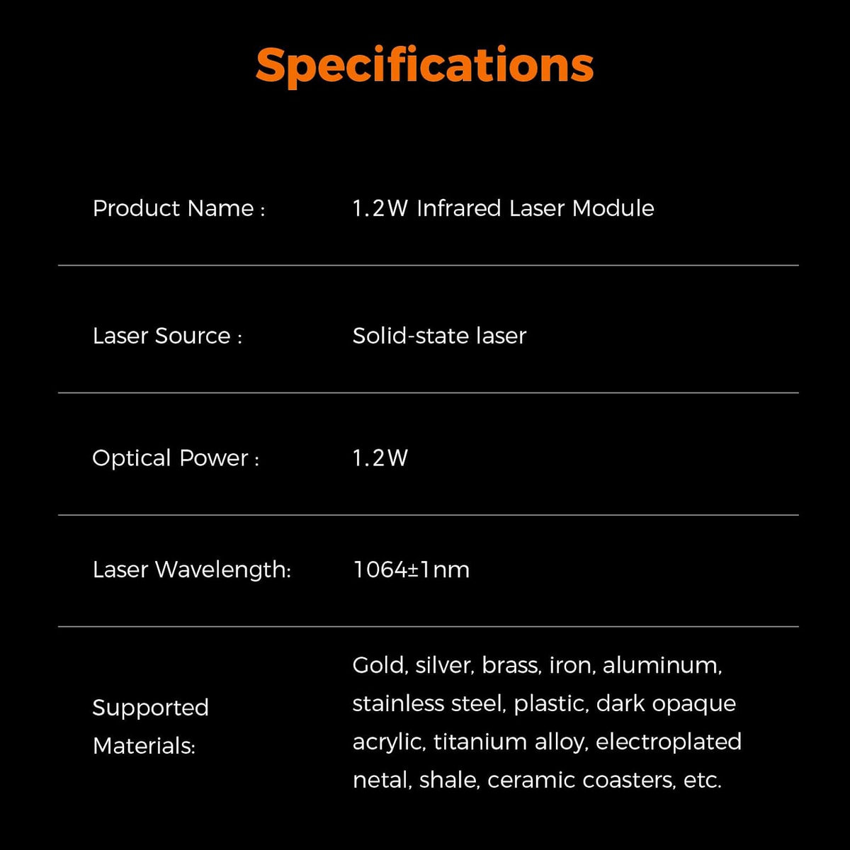 Creality Falcon A1C Add-on 1.2W IR Laser Module, 1064nm Infrared Laser Engraving Module for Metal Marking on Stainless Steel, Anodized Aluminum, Titanium, Brass and Copper,