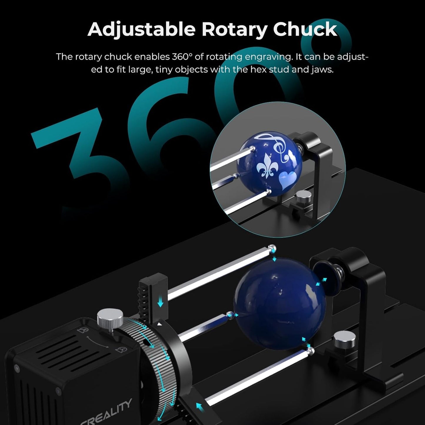 Creality Rotary Roller Pro, Laser Engraver Accessories 3-in-1 Kit for Falcon