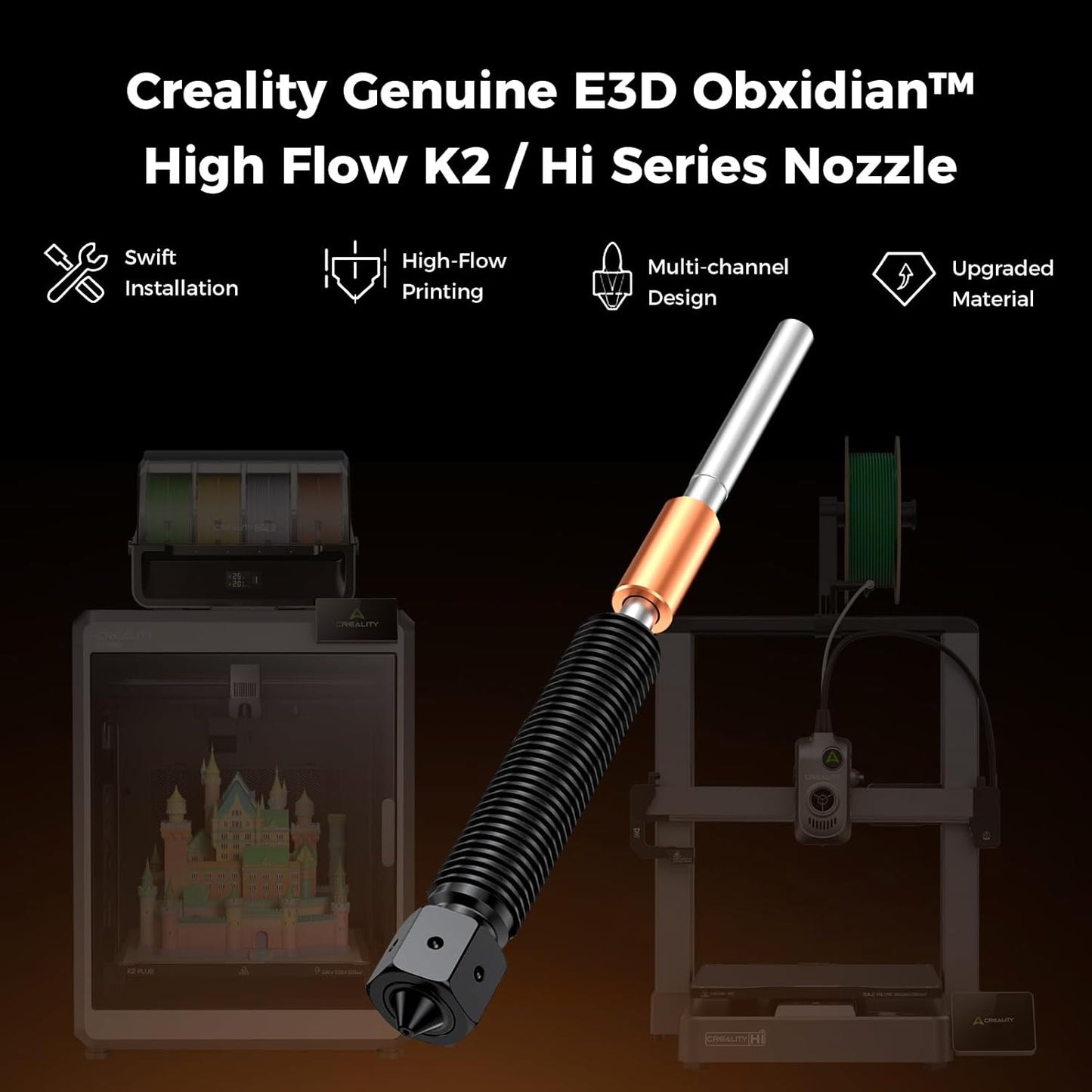 Creality Hi / K2/ K2 Pro/ K2 Plus Nozzle, Upgrade E3D Obxidian™ Extruder Hotend Nozzles, 0.4mm