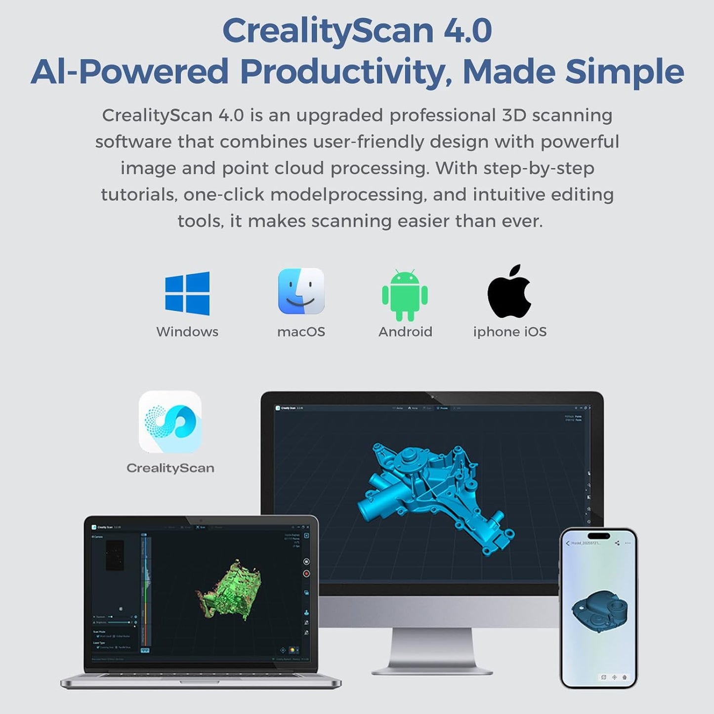 Creality 3D Scanner Sermoon S1 Blue Laser Handheld Scanner with Metrology-Grade