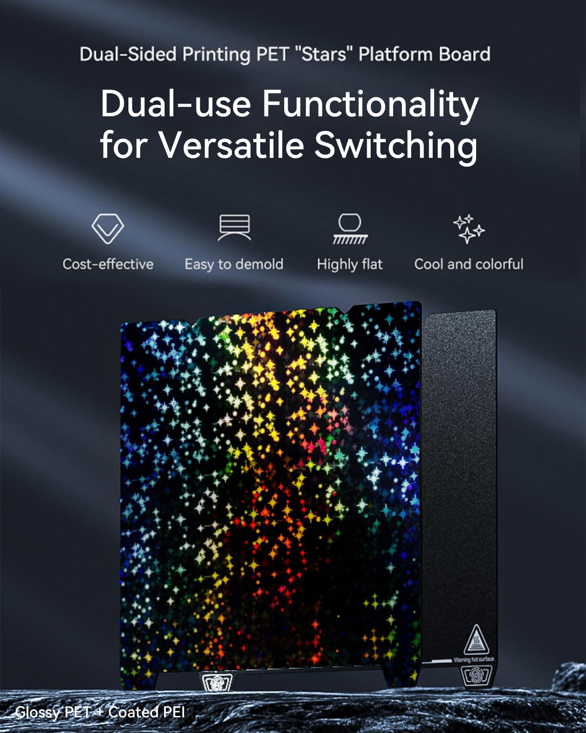 Creality K1 Max Stars Build Plate, Double-Sided Glossy PET + Textured PEI