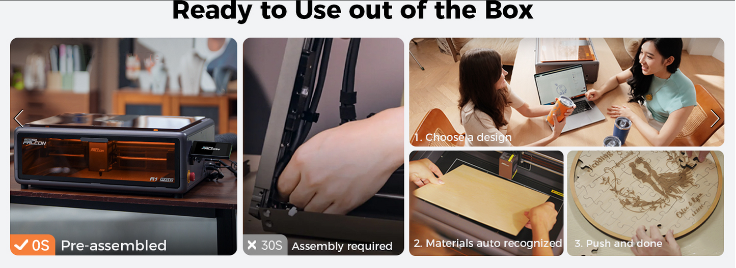 Creality Falcon A1 Pro 20W, Enclosed Engraver with Air Assist, HD Smart Camera for Auto Focus, APP Control, Convenient Touch Screen, Class 1 Safety Engraving Machine for Wood and Metal, Acrylic