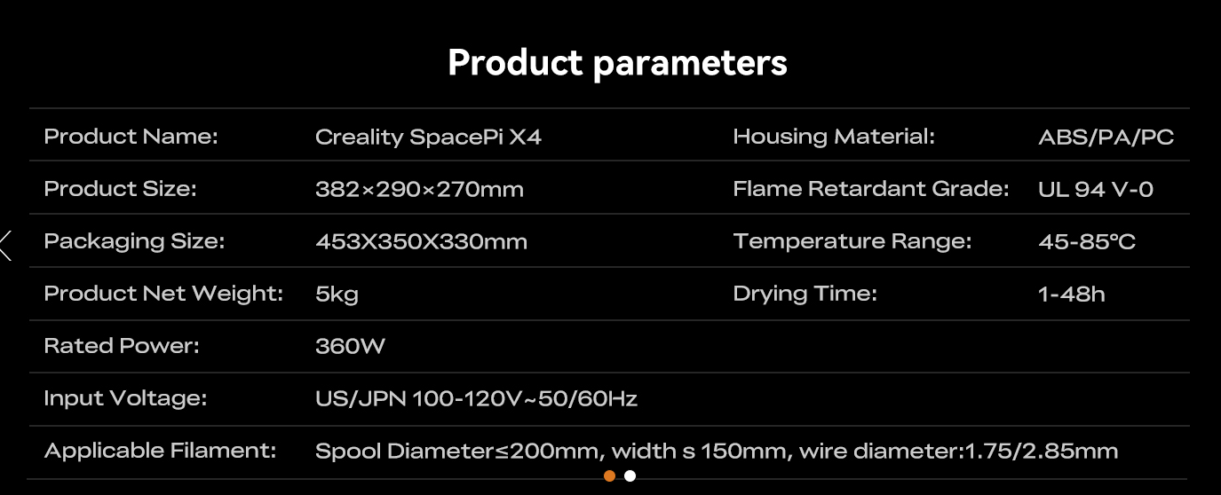 Creality Space Pi X4 Filament Dryer Box, 4-Spools 3D Printer Storage Box, Dual Heating Chambers