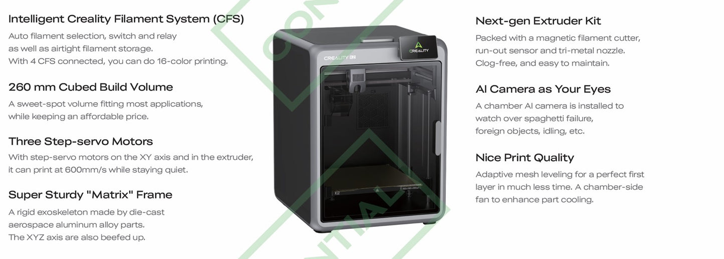 Creality K2 Combo 3D Printer 600mm/s Multi Color Printing Smart Auto Leveling Singapore