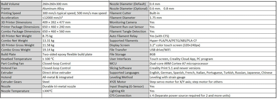 Creality Hi / Creality Hi Combo 3D Printer With CFS 260x260x300mm Singapore