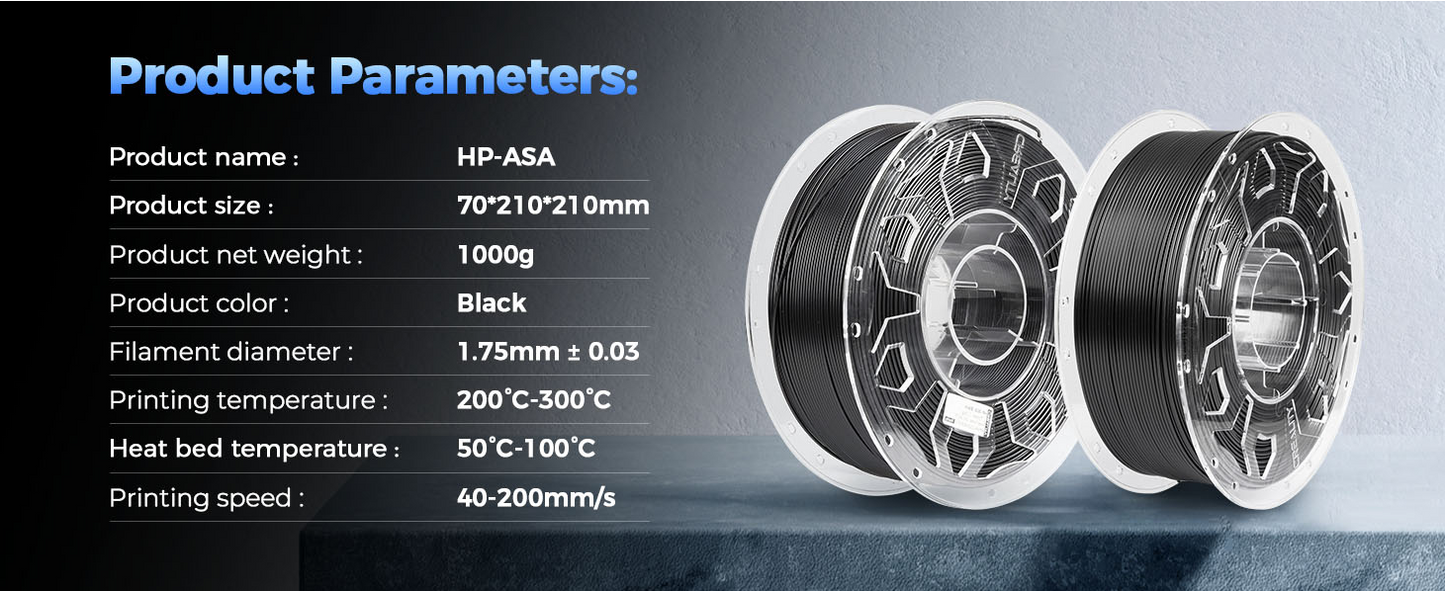 Creality HP ASA Filament 1.75mm, 1KG Durable, High UV-Resistant, High Temperature Tolerance