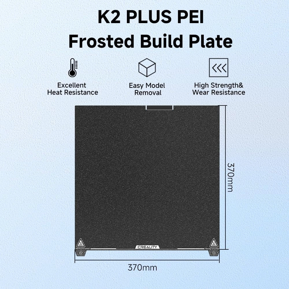 Creality K2 Plus PEI Frosted Build Plate K2 Plus Build Plate Frosted PEI Sheet,370x370mm Flexible Spring Surface