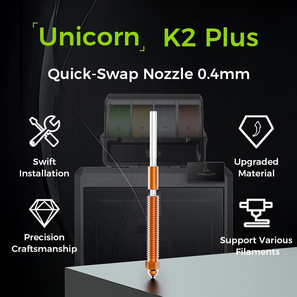 Creality K2 Plus , Creality Hi Nozzle ,Unicorn Quick-Swap Nozzle with Titanium Alloy Heat Break,Copper Alloy and Hardened Steel