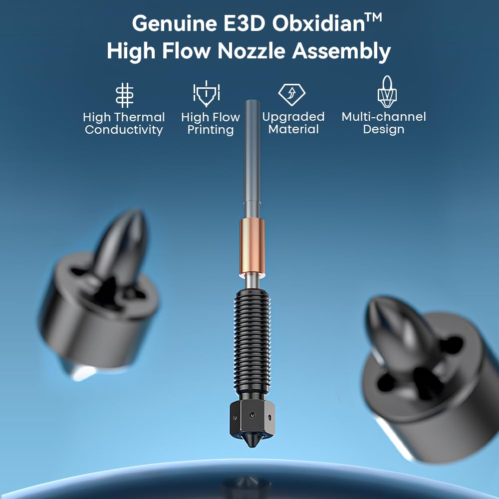 Creality K1C 0.4mm E3D Obxidian High Flow Nozzle - Hardened Steel With Multi-channel Design for K1 Max/K1/Ender 3 V3/Plus/K1 SE 3D Printers - 600mm/s High-speed