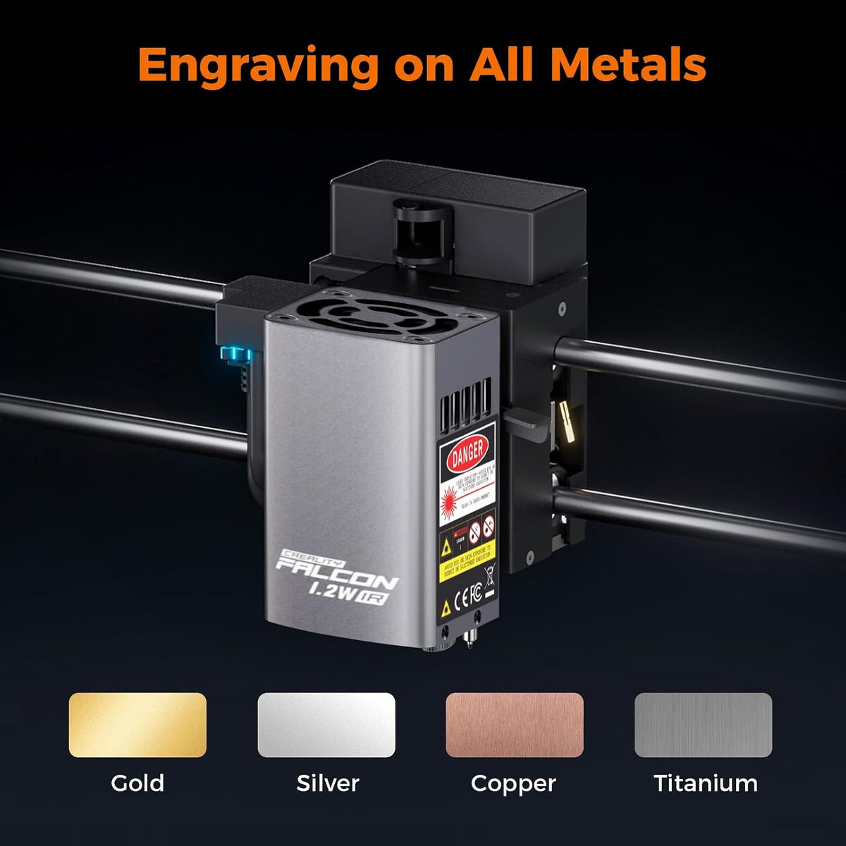 Creality Falcon A1C Add-on 1.2W IR Laser Module, 1064nm Infrared Laser Engraving Module for Metal Marking on Stainless Steel, Anodized Aluminum, Titanium, Brass and Copper,
