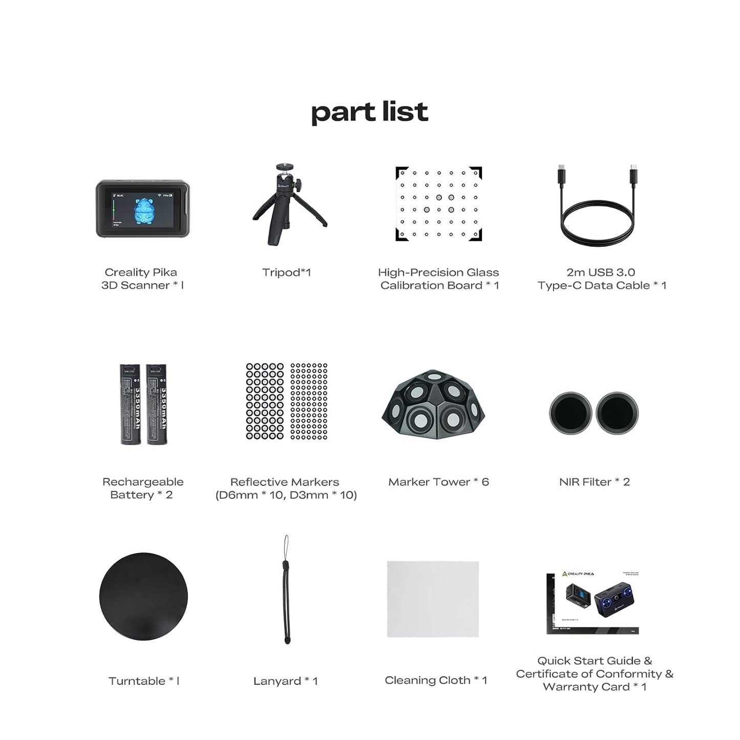 Creality Pika 3D Scanner Dual 7-Line Blue Laser & NIR Light, 0.03mm Precision