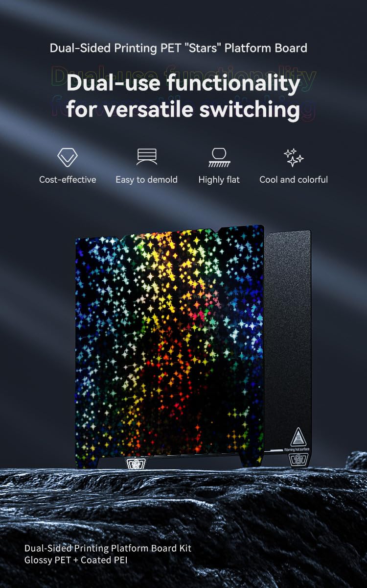 Creality Double-sided Printing “Stars” 235x235mm (Glossy PET + Coated PEI), Without soft magnetic sticker, 3D Printer Platform bed