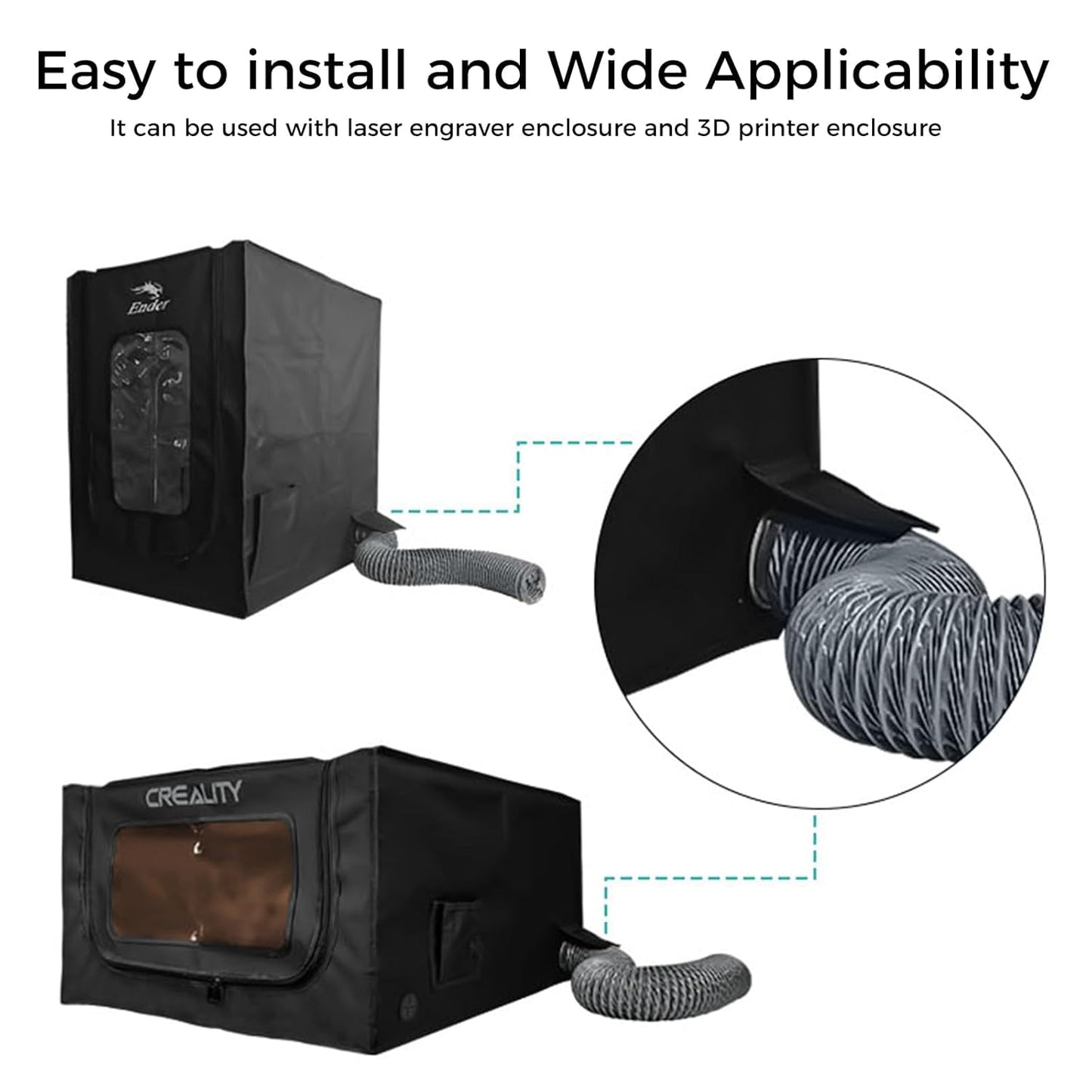 Creality Fume Extraction Kit, High-Efficiency Ventilation Fan, Exhaust Smoke and Dust for 3D Printer & Laser Engraver Enclosure