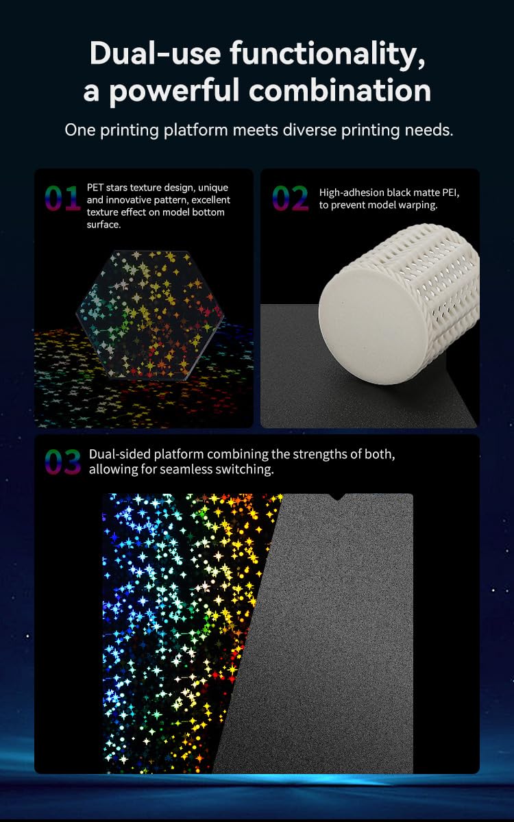 Creality Double-sided Printing “Stars” 235x235mm (Glossy PET + Coated PEI), Without soft magnetic sticker, 3D Printer Platform bed