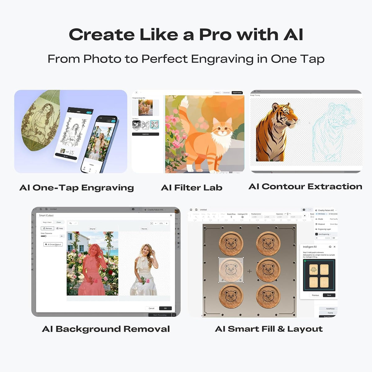 Creality Falcon A1C 10W AI Laser Engraver with AI Camera, Class 1 Laser Engraving Machine