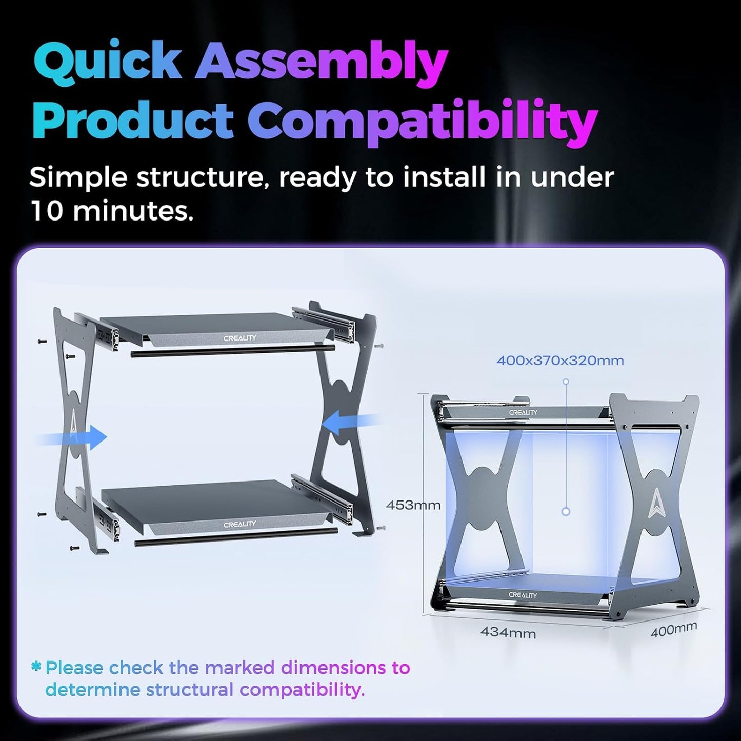 Creality Official CFS Workstand, Space-Saving Dual-Layer Pull-Out Shelves, 15kg Capacity per Layer with Metal Damping Slides, Quick-Accessing Anodizing Process Bracket for Filament Dryer & CFS Storage