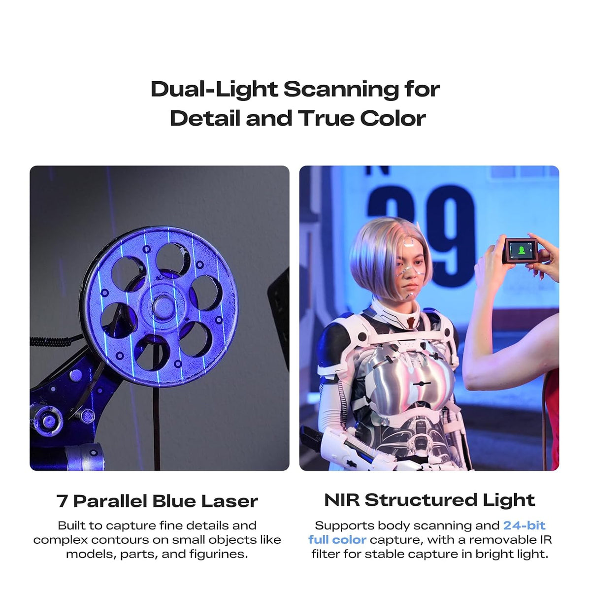 Creality Pika 3D Scanner Dual 7-Line Blue Laser & NIR Light, 0.03mm Precision