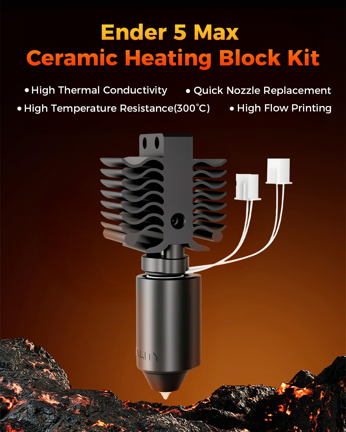 Creality Ender 5 Max Ceramic Heating Block Kit, High Thermal Conductivity, High Flow Printing, High Temperature Resistance(300℃)