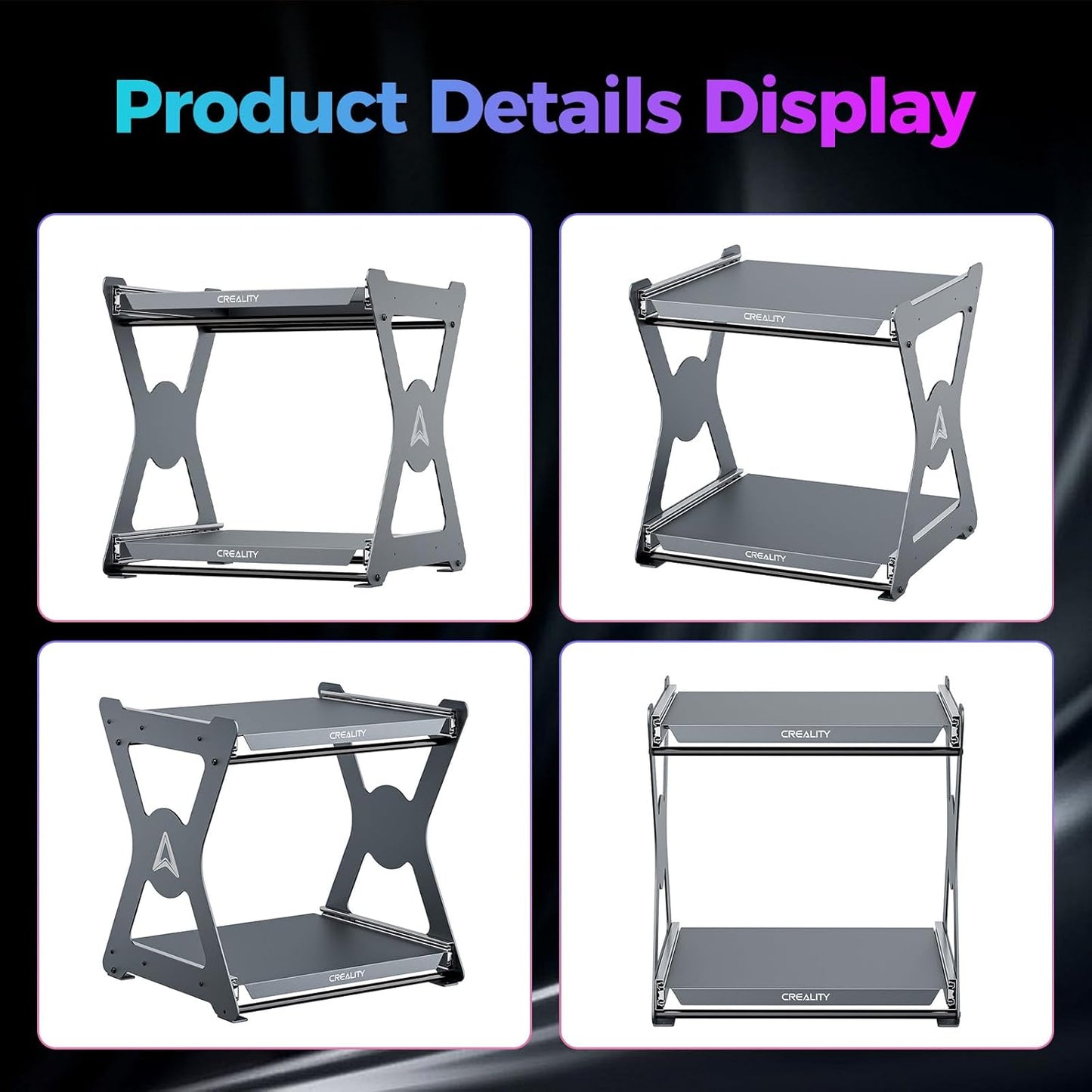 Creality Official CFS Workstand, Space-Saving Dual-Layer Pull-Out Shelves, 15kg Capacity per Layer with Metal Damping Slides, Quick-Accessing Anodizing Process Bracket for Filament Dryer & CFS Storage