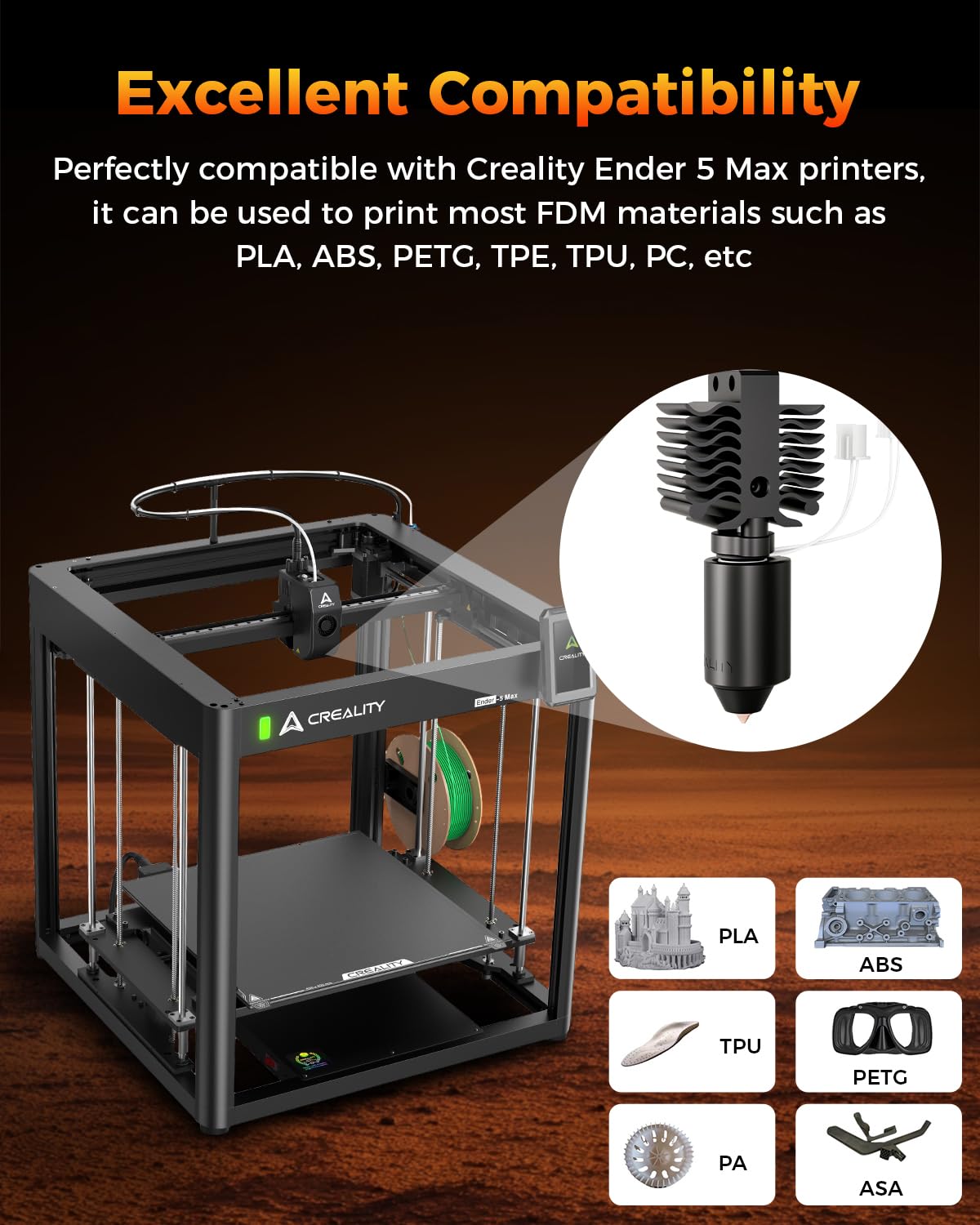 Creality Ender 5 Max Ceramic Heating Block Kit, High Thermal Conductivity, High Flow Printing, High Temperature Resistance(300℃)