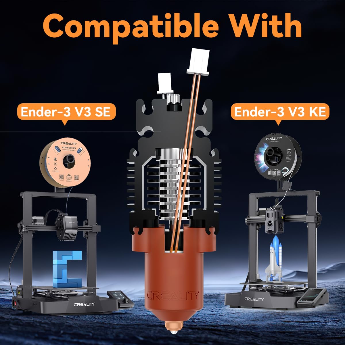 Creality Ender 3 V3 SE/Ender 3 V3 KE Hotend Upgrades Kit, 3D Printers Ceramic Heating Block with Quick-Swap Nozzle, Supports 300°C High Temperature, 600mm/s High-Speed