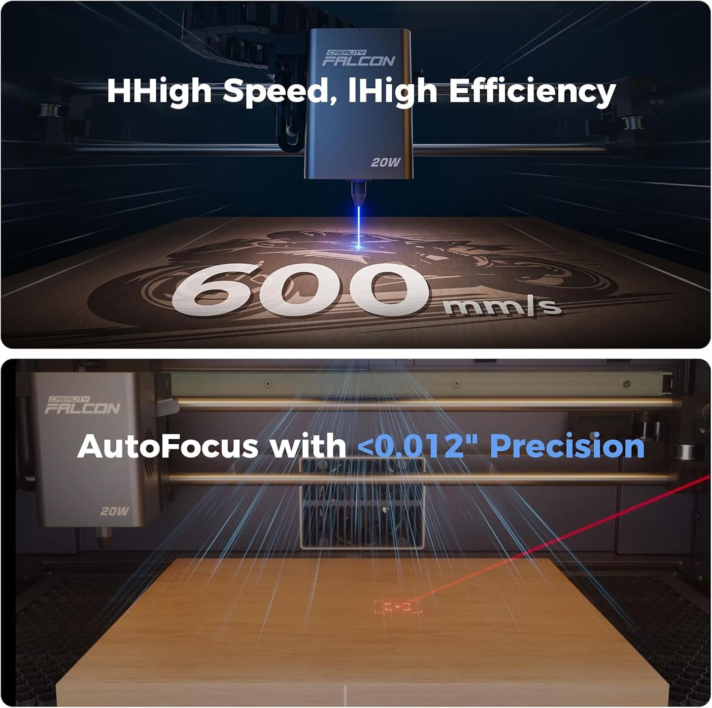 Creality Falcon A1 Pro 20W, Enclosed Engraver with Air Assist, HD Smart Camera for Auto Focus, APP Control, Convenient Touch Screen, Class 1 Safety Engraving Machine for Wood and Metal, Acrylic