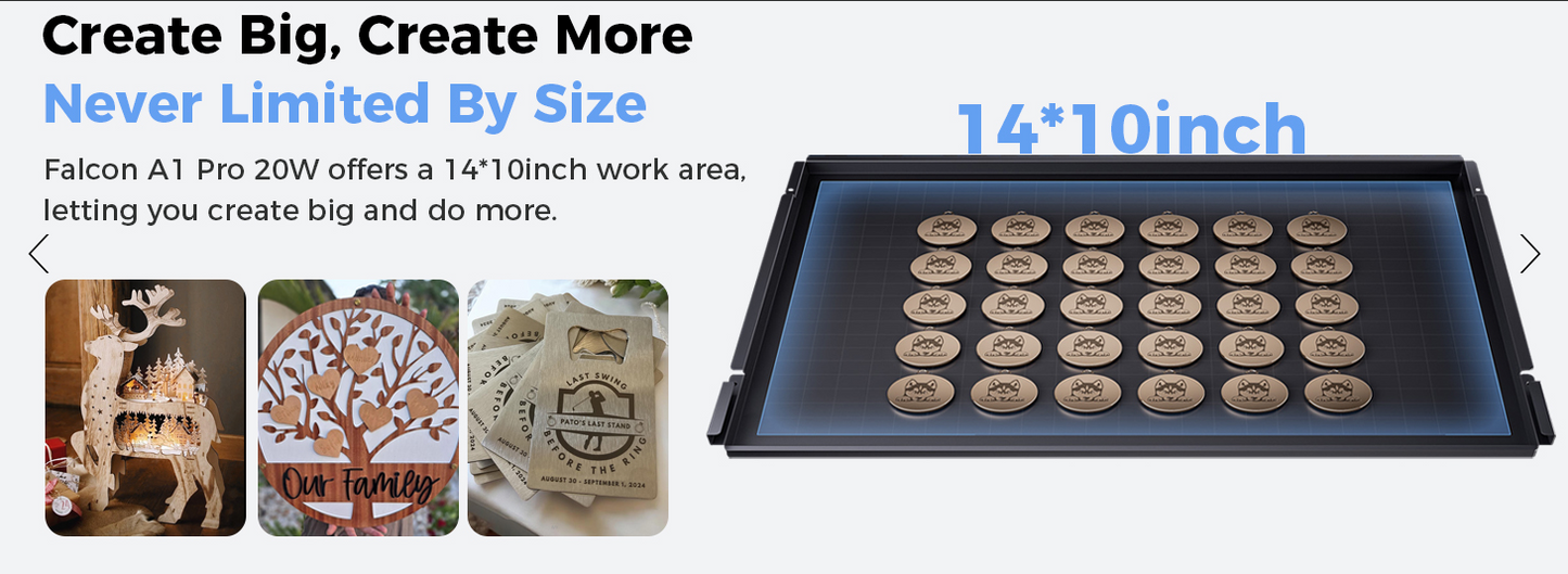 Creality Falcon A1 Pro 20W, Enclosed Engraver with Air Assist, HD Smart Camera for Auto Focus, APP Control, Convenient Touch Screen, Class 1 Safety Engraving Machine for Wood and Metal, Acrylic