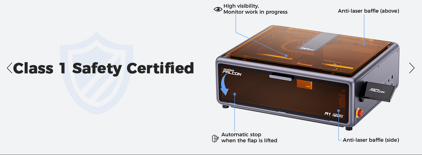 Creality Falcon A1 Pro 20W, Enclosed Engraver with Air Assist, HD Smart Camera for Auto Focus, APP Control, Convenient Touch Screen, Class 1 Safety Engraving Machine for Wood and Metal, Acrylic