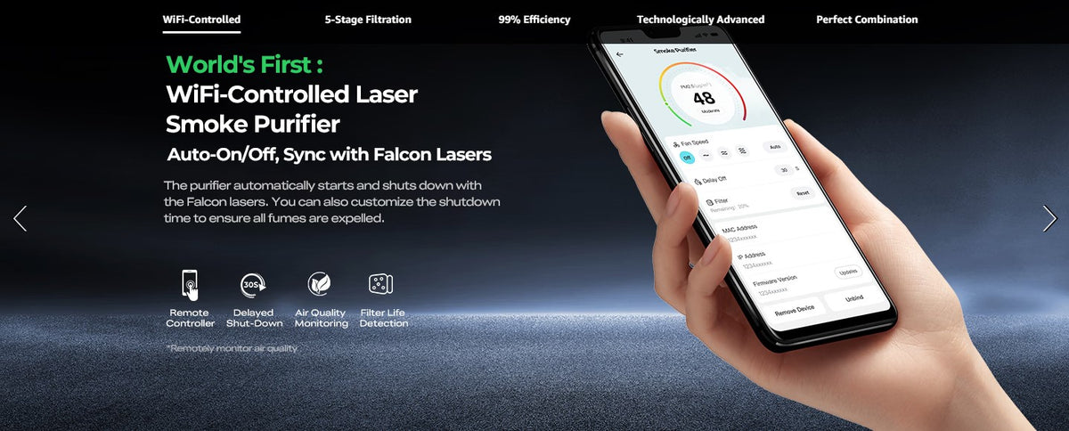 Creality Falcon AP1 Laser Smoke Purifier with WiFi Control, 5-Stage Filtration