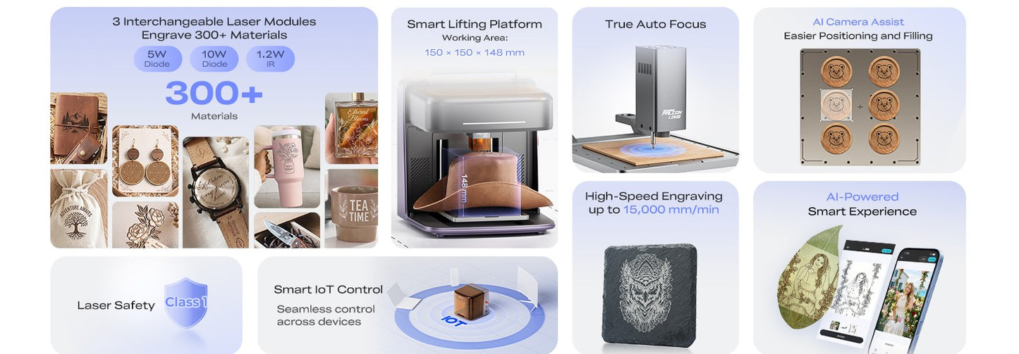 Creality Falcon A1C 10W AI Laser Engraver with AI Camera, Class 1 Laser Engraving Machine