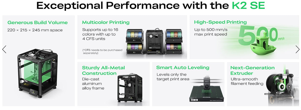 Creality K2 SE 3D Printer, 500mm/s High-Speed Printing