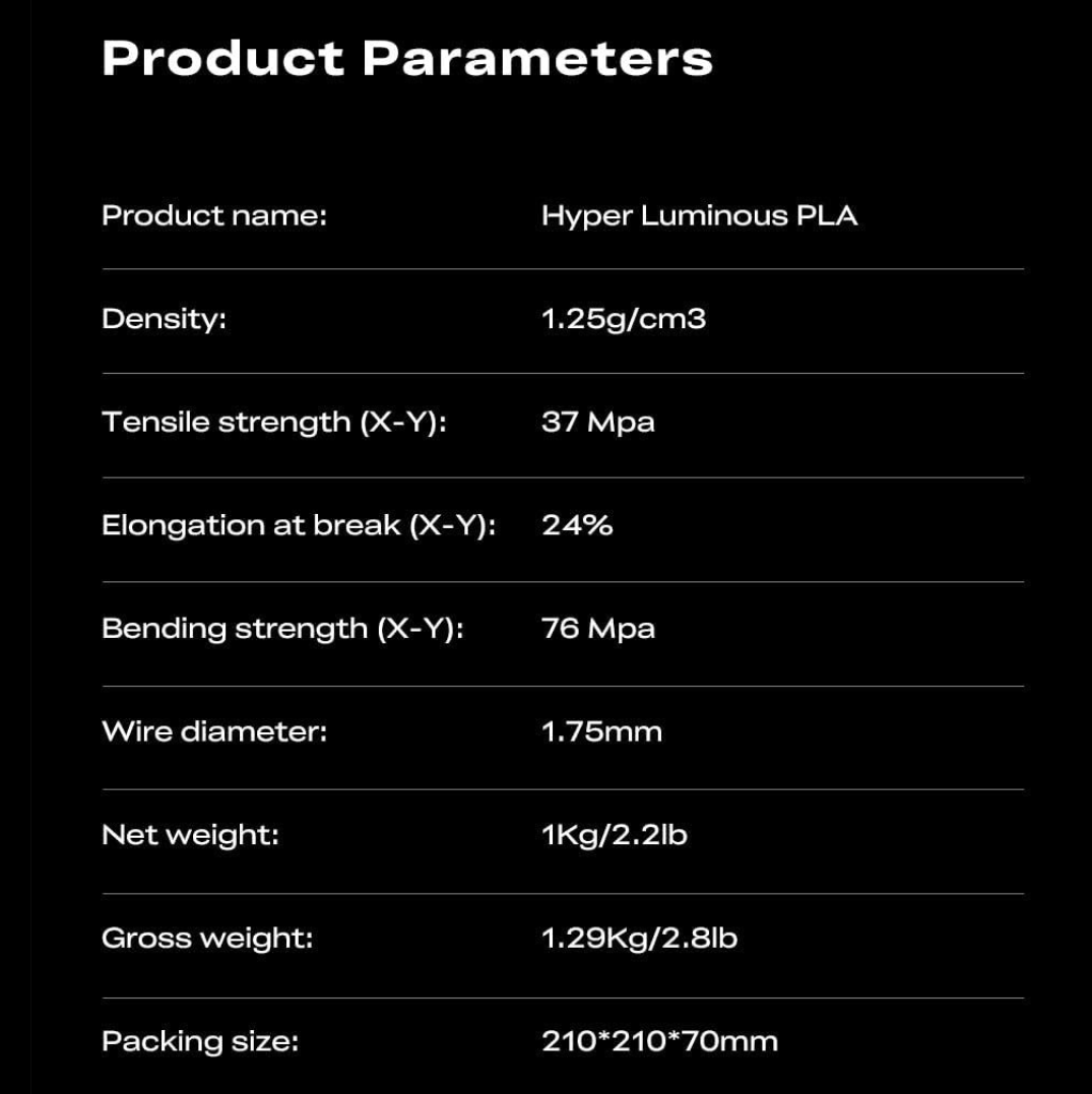Creality Hyper Luminous PLA Filament 1.75mm 1KG, Glow in The Dark Filament for 3D Printers, Bright Long-Lasting Glow,
