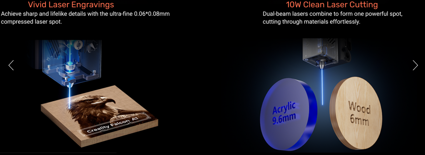 Creality Falcon A1 10W Laser Engraver with Air Assist, Pre-Assembled Laser Cutter Singapore