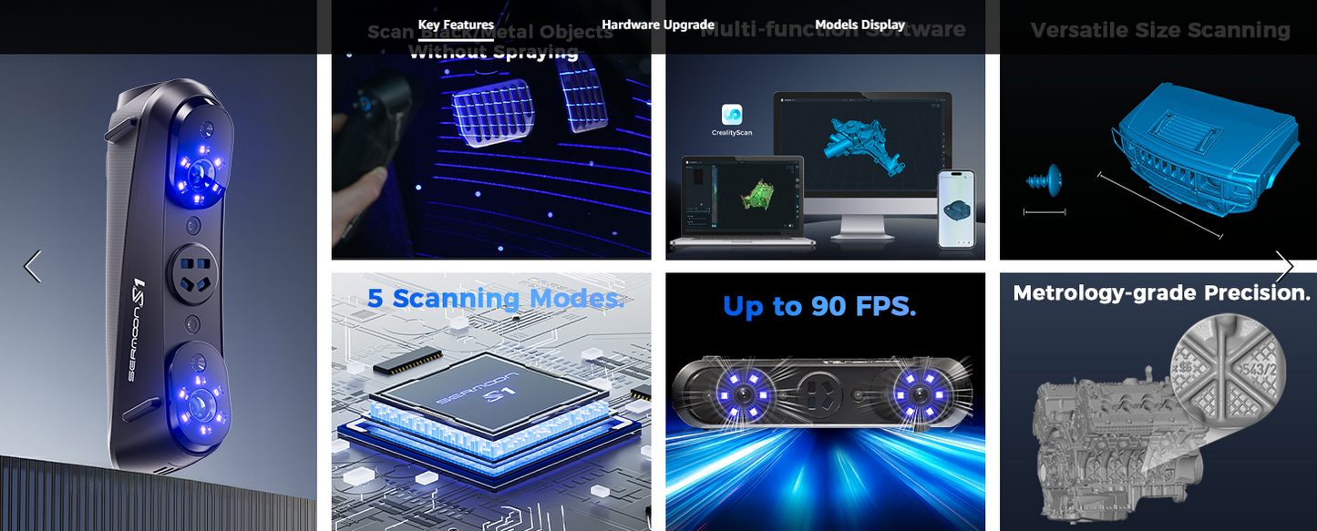 Creality 3D Scanner Sermoon S1 Blue Laser Handheld Scanner with Metrology-Grade