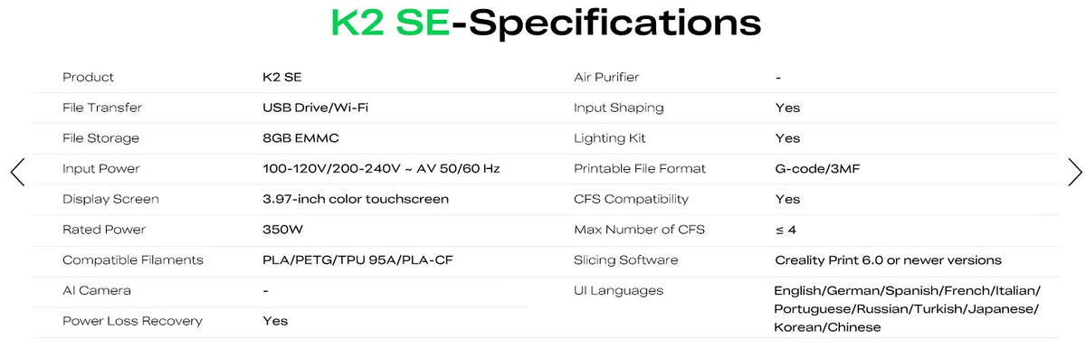 Creality K2 SE 3D Printer, 500mm/s High-Speed Printing