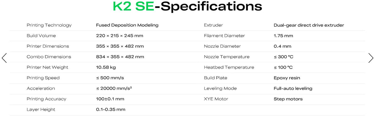 Creality K2 SE 3D Printer, 500mm/s High-Speed Printing