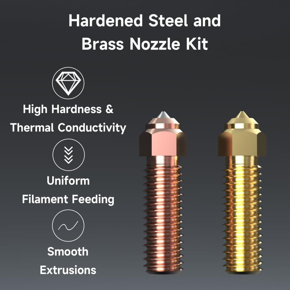 Creality Ender 3 V3 KE Nozzles 0.4mm 2PCS, K1 Nozzles with High Speed and High Flow, Brass and Hardened Steel Nozzle - Creality Store