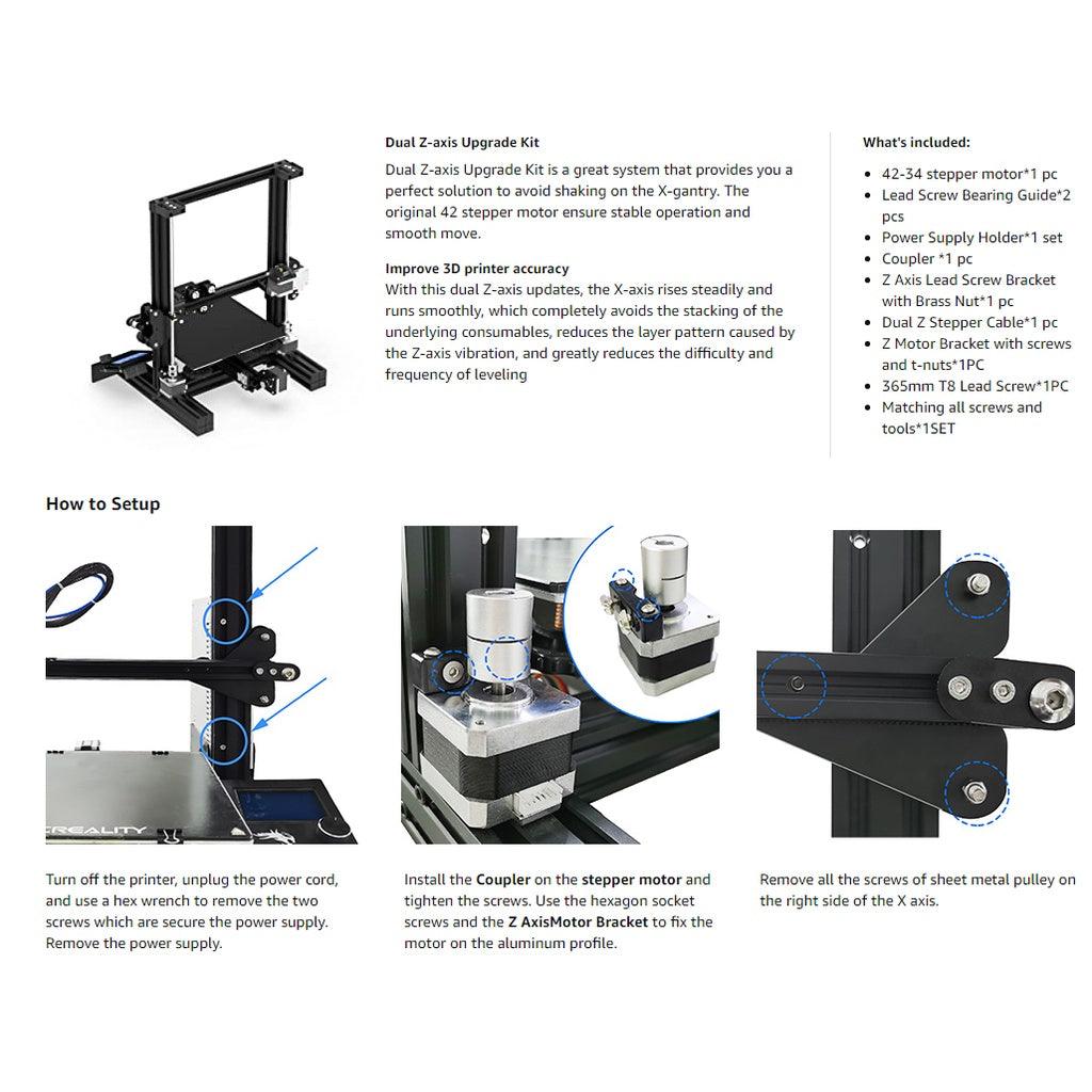 Ender 3 Accessories Dual Z Axis Kit Lead Screw Dual Z Stepper Motor Upgrade Kit for Creality Ender-3/Ender-3 Pro/Ender-3 V2/Ender-3 Neo/Ender-3 V2 Neo - Creality Store