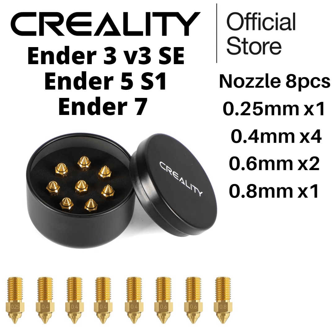 Ender 3 V3 SE Nozzle Kit, 8PCS High-Speed Brass Nozzle Kit 0.25mm 0.4mm 0.6mm 0.8mm Nozzle 300℃ High-Temperature - Creality Store