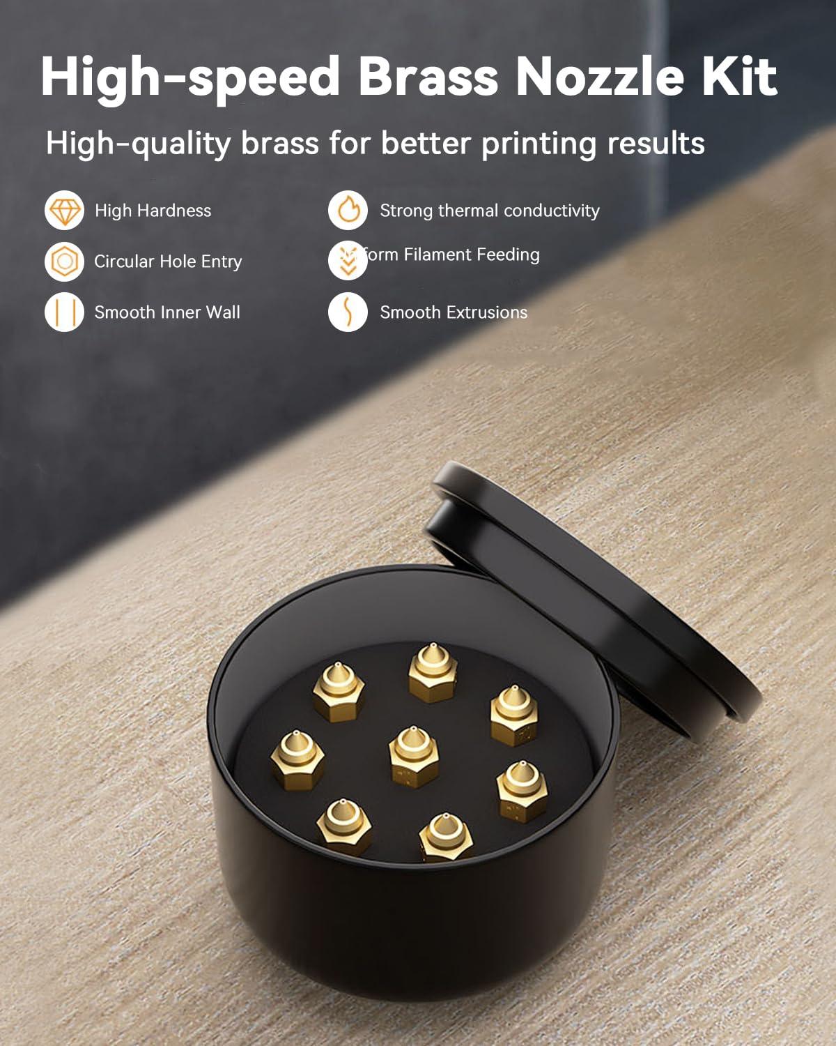 Ender 3 V3 SE Nozzle Kit, 8PCS High-Speed Brass Nozzle Kit 0.25mm 0.4mm 0.6mm 0.8mm Nozzle 300℃ High-Temperature - Creality Store