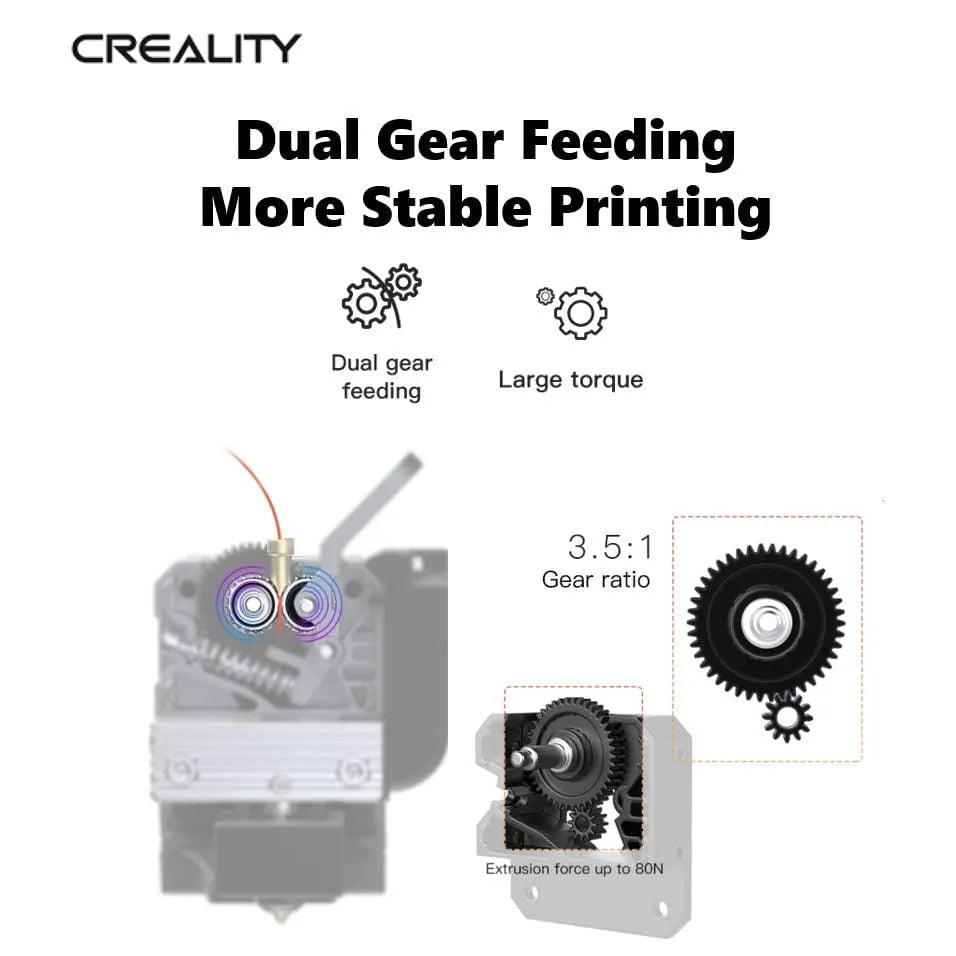 Creality Direct Drive Extruder Kit with dual gear feeding, enhancing stability for 3D printers in Singapore.