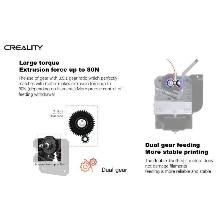 Creality Direct Drive Extruder Kit, Sprite Extruder Pro for 3D printer spare part, featuring dual gear and large torque.