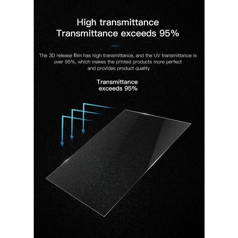 Release Film Kit 200×140×0.15mm for Creality Halot One, enhancing 3D printer performance with 95% UV transmittance.