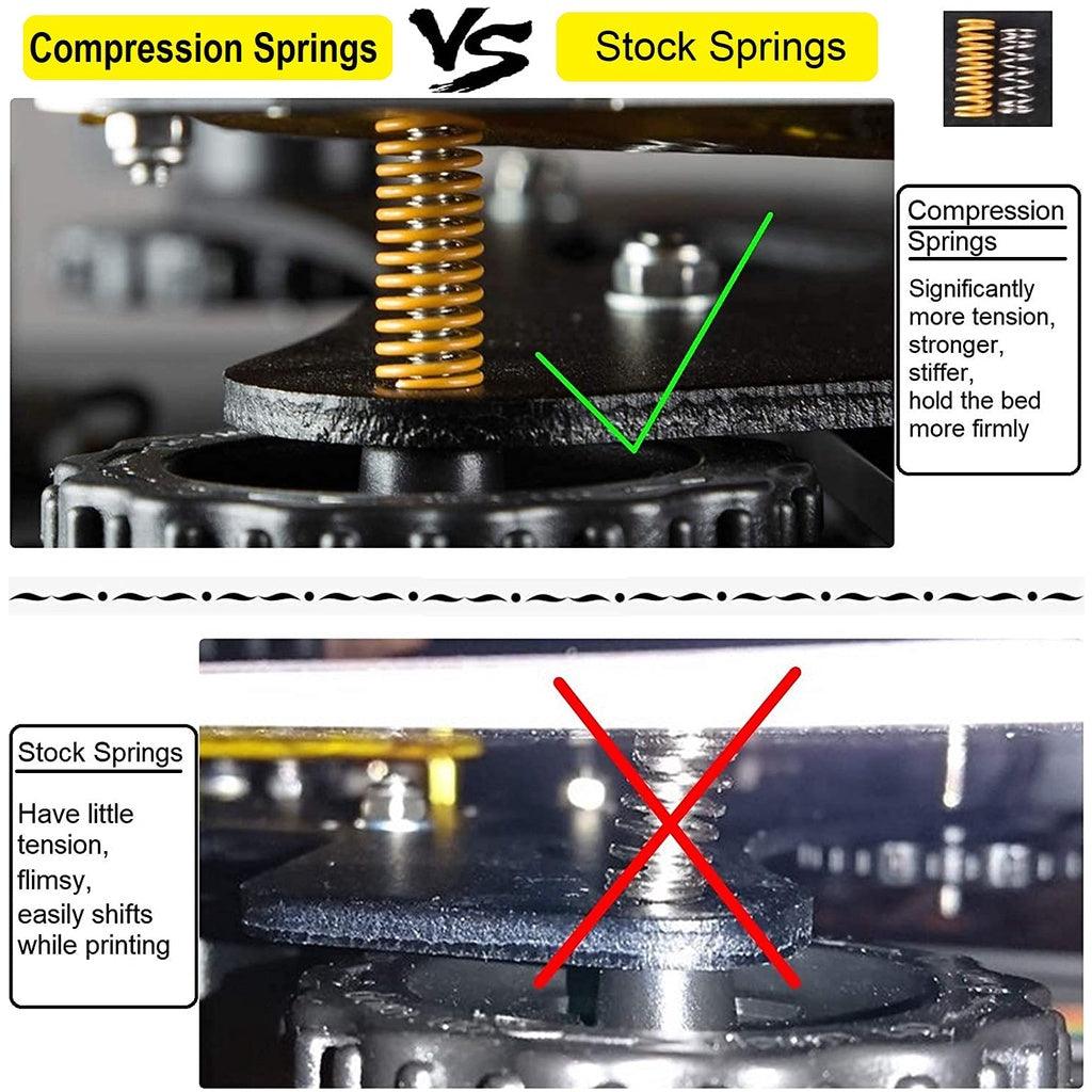 Premium Heated Bed Leveling Spring, 20mm Yellow 3D Printer Compression Spring Light Load Mould Die Spring ID 4mm OD 8mm - Creality Store