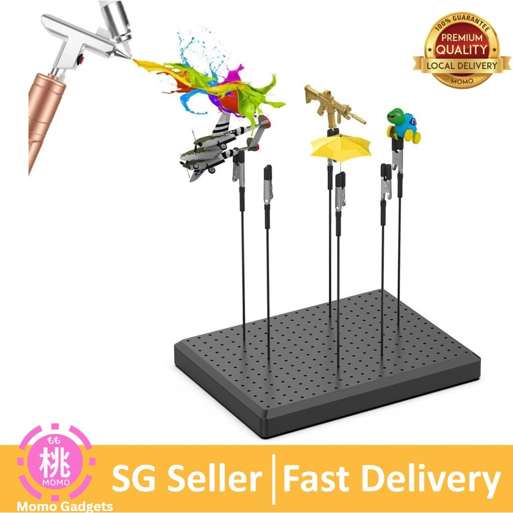 Model Painting Stand Base and 10pc Alligator Clip Sticks Set (with Durable Rubber Tips) Modeling Tools