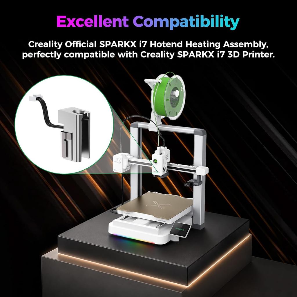 Creality Official SPARKX i7 Hotend Heating Assembly, Original 50W High-Power Heater for 300°C High-Temperature Printing