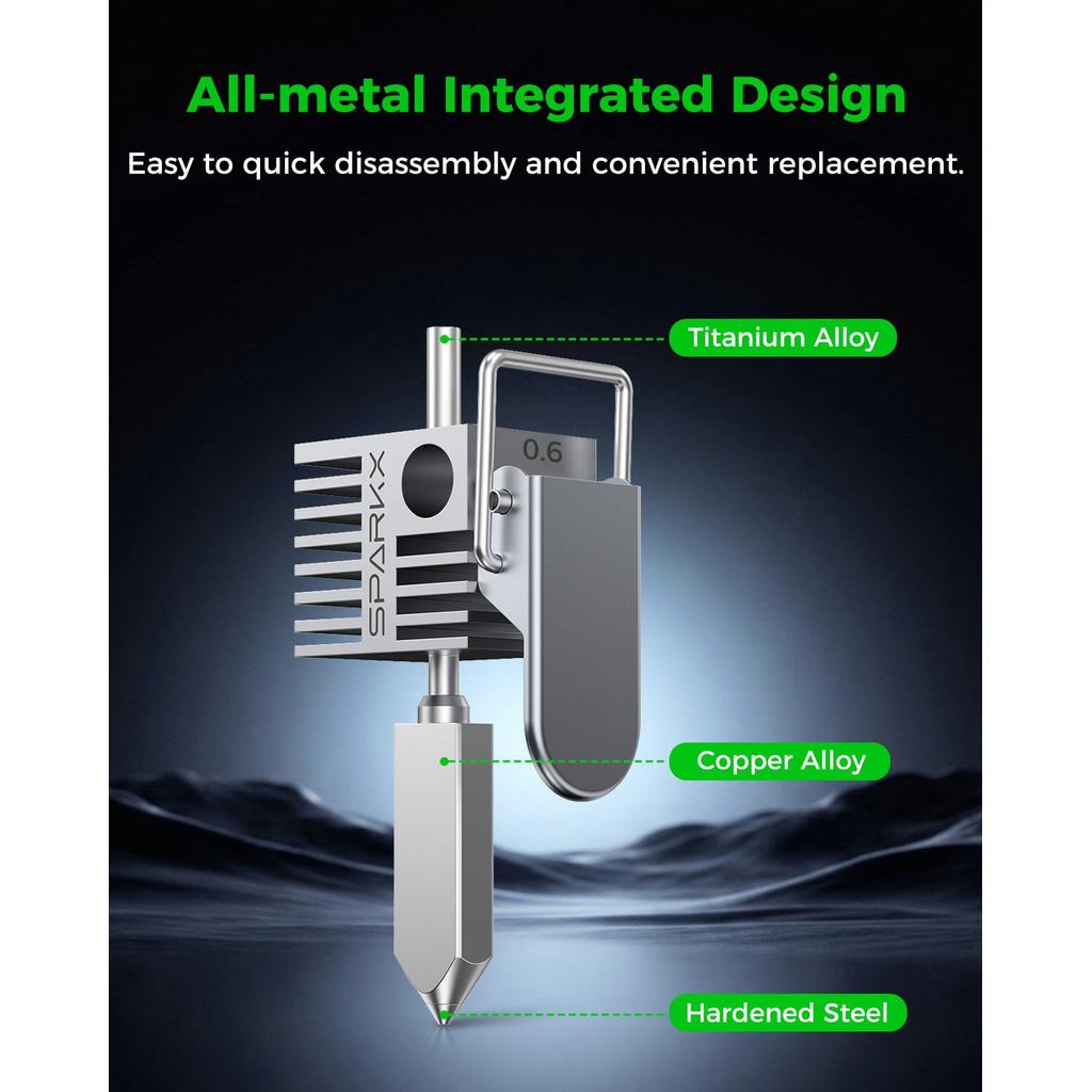 Creality SPARKX i7 Hotend with 0.4mm Nozzle, All Metal Integrated Extruder Hot End, 300℃ High Temperature Resistance
