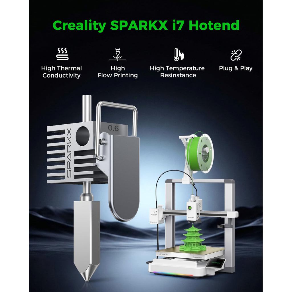 Creality SPARKX i7 Hotend with 0.4mm Nozzle, All Metal Integrated Extruder Hot End, 300℃ High Temperature Resistance